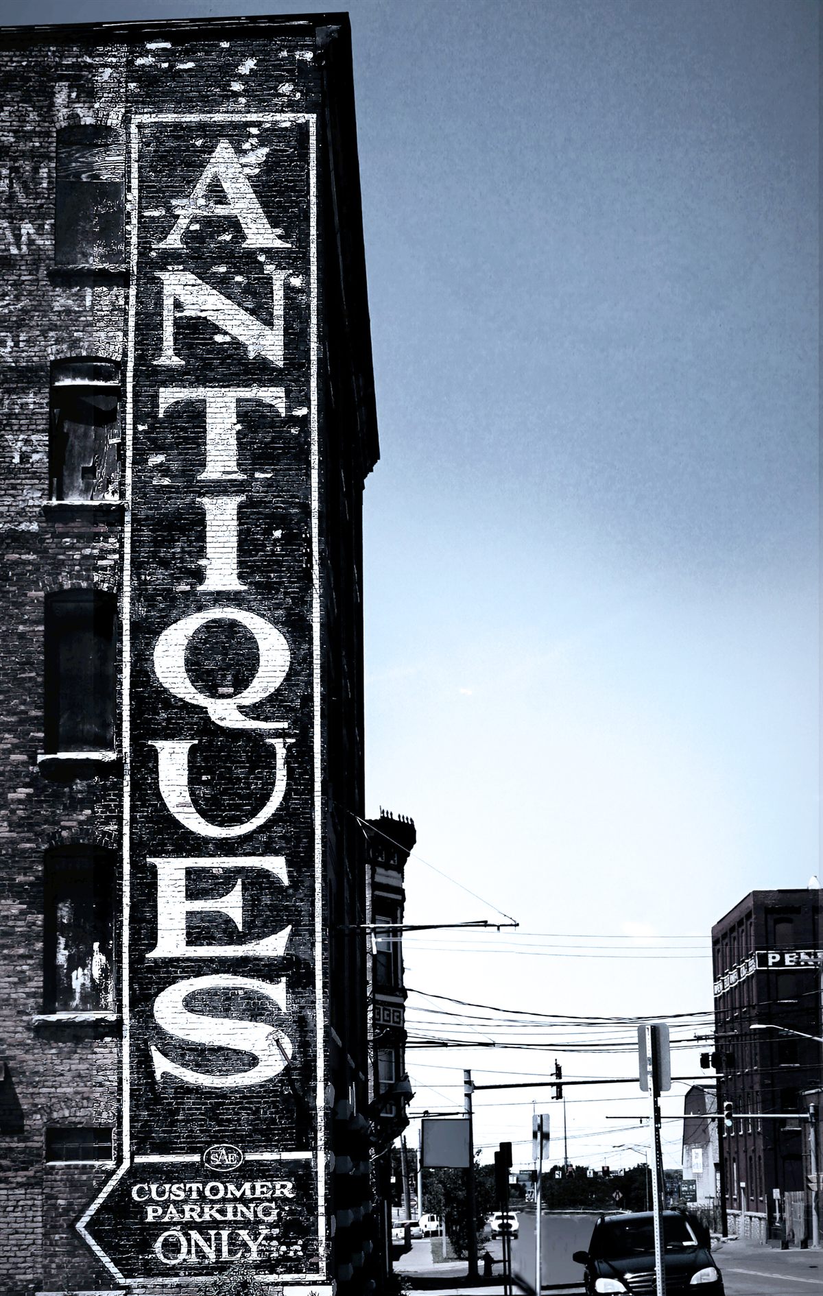The ANTIQUES side of the building